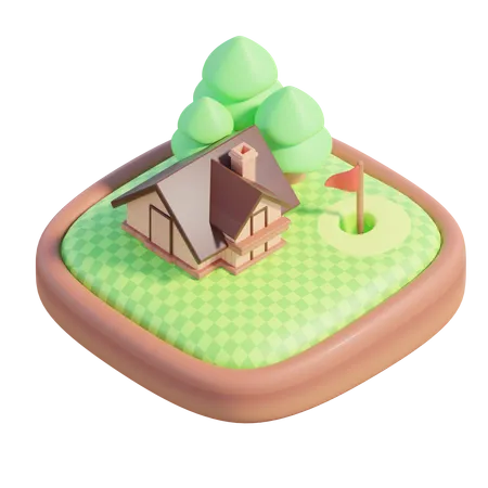 Golf-Clubhaus  3D Icon