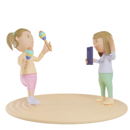 Grabando tocar maracas  3D Illustration