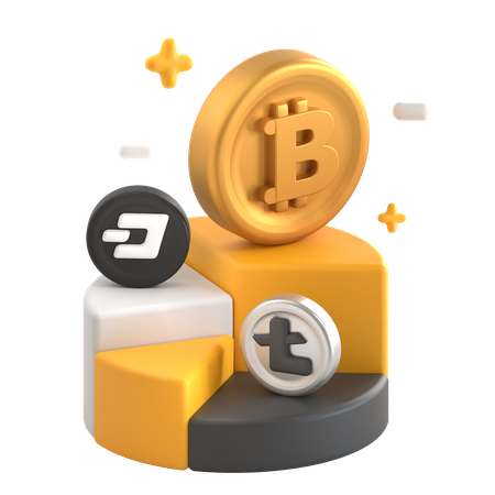 Gráfico circular de criptomonedas  3D Icon