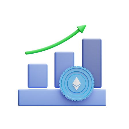 Gráfico positivo ethereum  3D Illustration