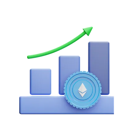 Gráfico positivo ethereum  3D Illustration