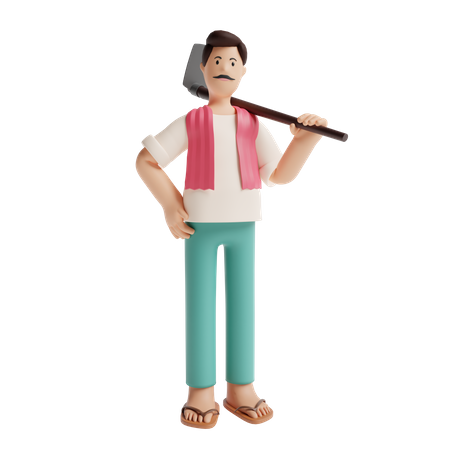 Granjero indio  3D Illustration