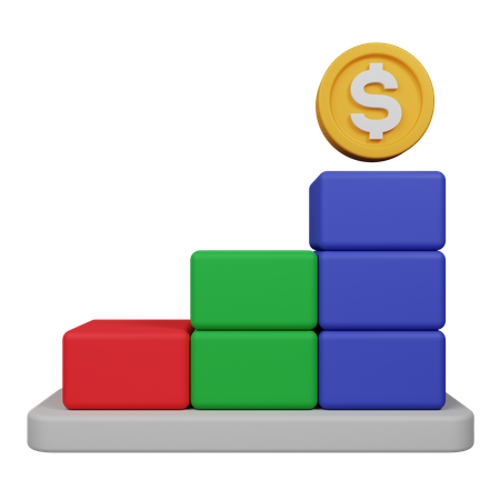 Graphique à barres financier vers le haut  3D Icon