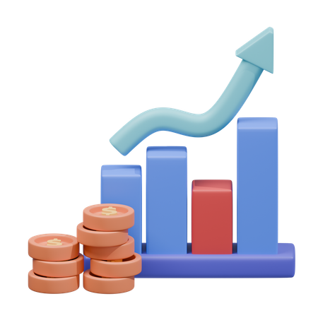 Pièce graphique de croissance financière  3D Icon