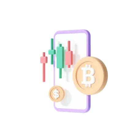 Graphique boursier de crypto-monnaie  3D Illustration