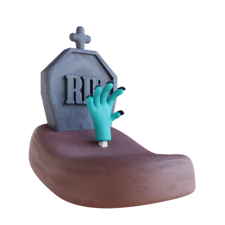 Grave With Zombie Hands  3D Icon