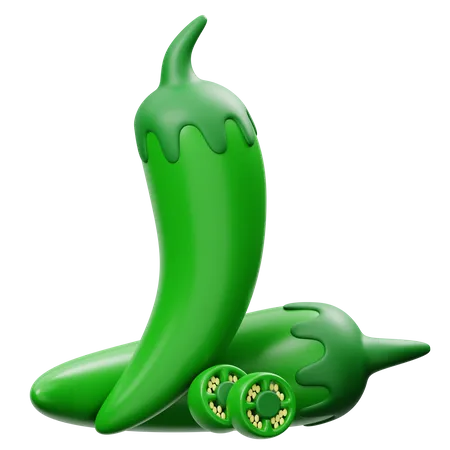 Green Chili  3D Icon