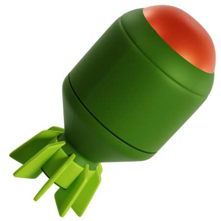 Green Military Rocket Bomb  3D Icon