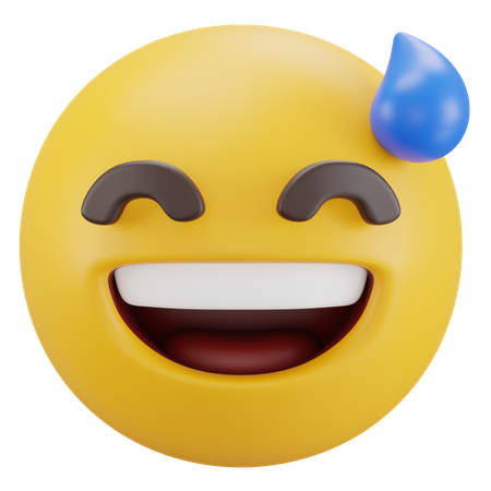 Grinning Face with Sweat  3D Icon