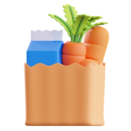 Grocery Bag  3D Illustration