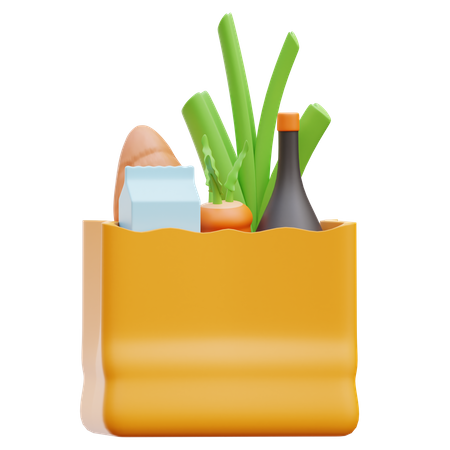 Grocery Bag  3D Illustration