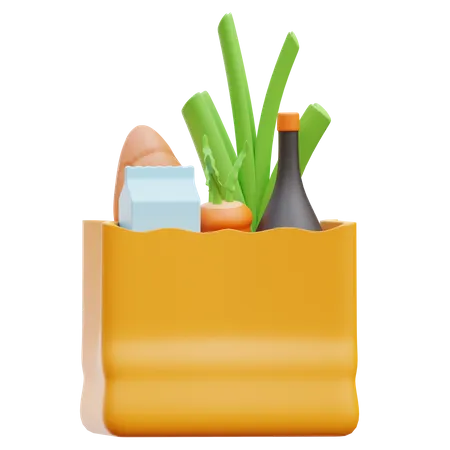 Grocery Bag  3D Illustration