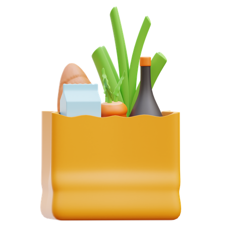 Grocery Bag  3D Illustration