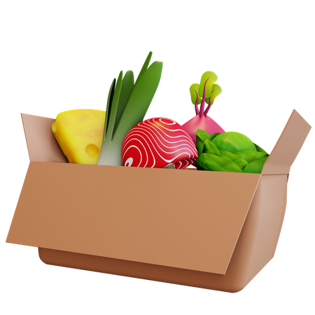 Grocery Box  3D Illustration