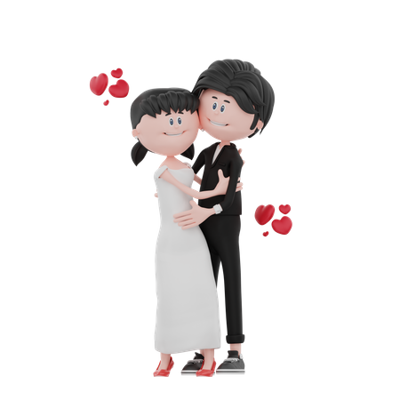 Groom and bride hugging  3D Illustration