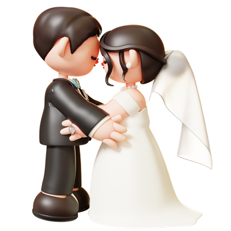 Groom And Bride In Wedding Ceremony  3D Illustration