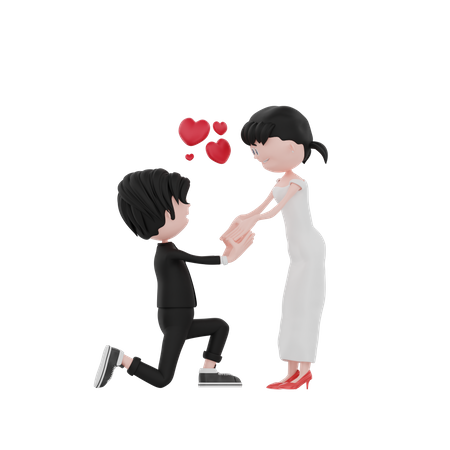 Groom proposing bride  3D Illustration