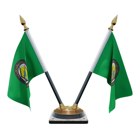 Gulf Cooperation Council Double Desk Flag Stand  3D Flag