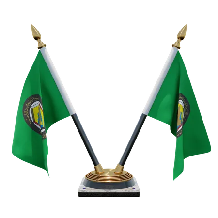 Gulf Cooperation Council Double Desk Flag Stand  3D Flag