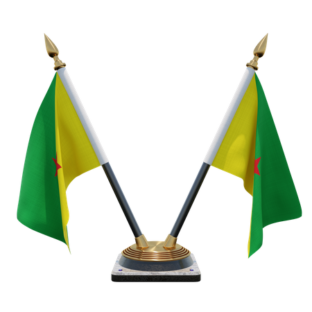 Support de drapeau de bureau double Guyane française  3D Flag