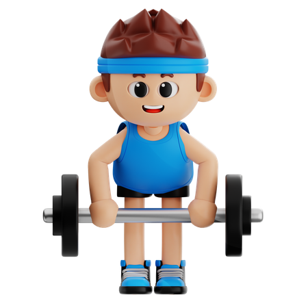 Gym Boy Doing Weight Lifting Workout  3D Illustration