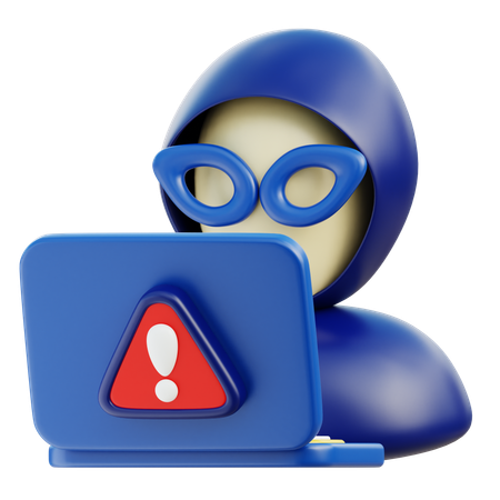 Hacker com laptop  3D Icon