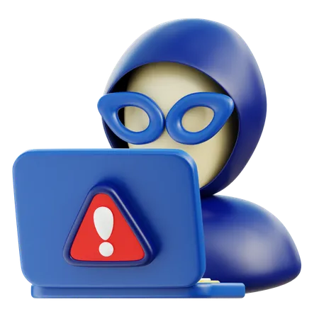 Hacker com laptop  3D Icon