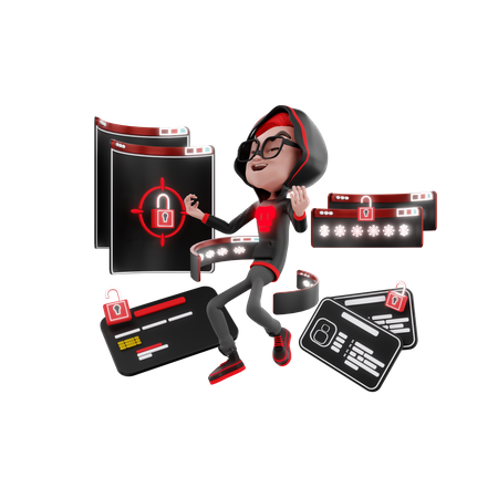 Hacker hacken Daten  3D Illustration