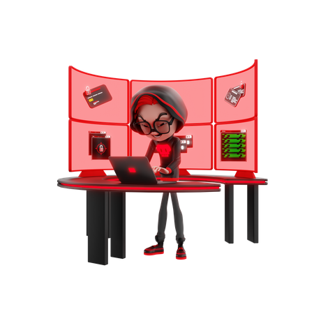 Hacker stehlen Benutzerdaten  3D Illustration