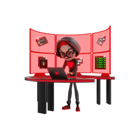 Hacker stehlen Benutzerdaten  3D Illustration