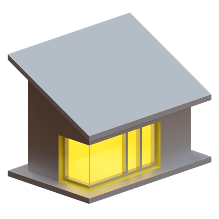 Half Roof House  3D Illustration