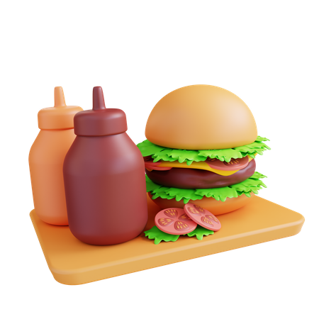 Hamburger mit Saucen  3D Icon