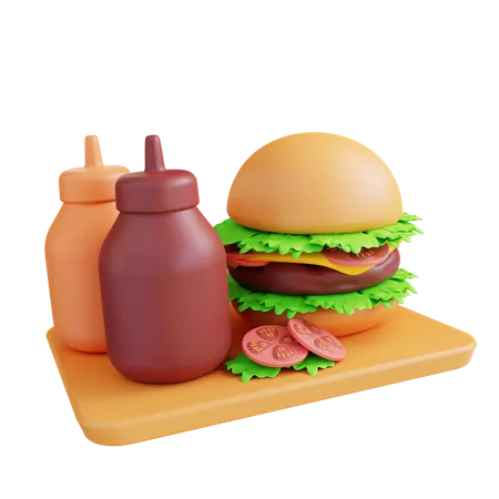 Hamburger mit Saucen  3D Icon