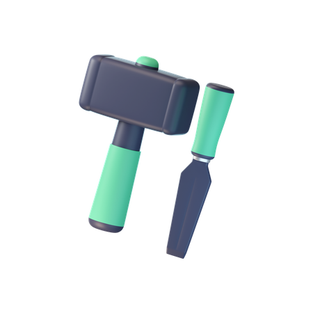 Hammer And Chisel  3D Icon