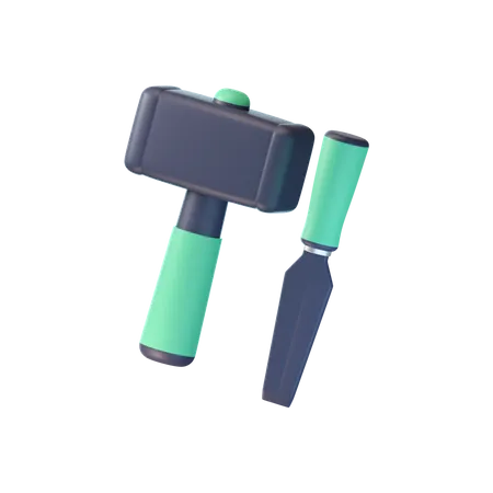 Hammer And Chisel  3D Icon