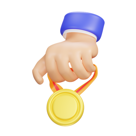 Hand And Gold Medal  3D Icon