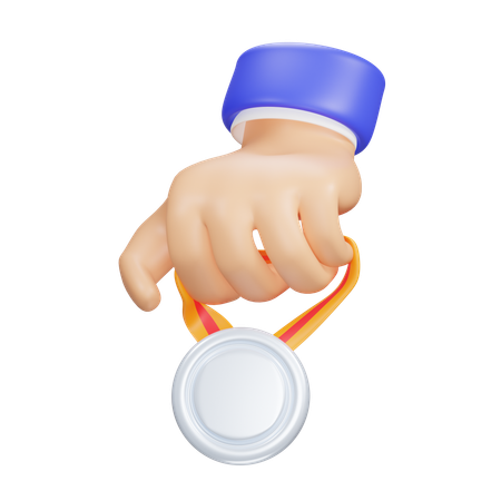 Hand And Silver Medal  3D Icon