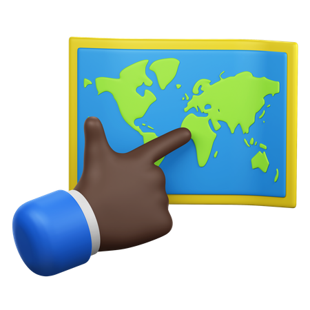 Hand Gesture Pointing at World Map  3D Icon