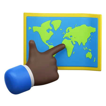 Hand Gesture Pointing at World Map  3D Icon