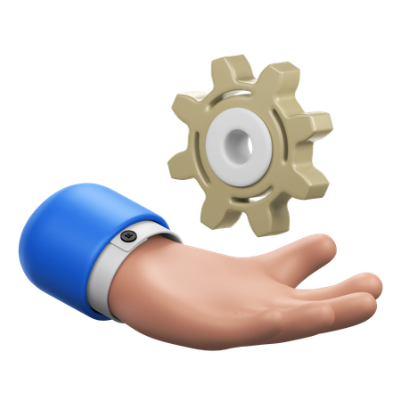 Hand Gesture with Gear Above  3D Icon