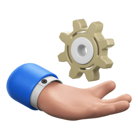 Hand Gesture with Gear Above  3D Icon