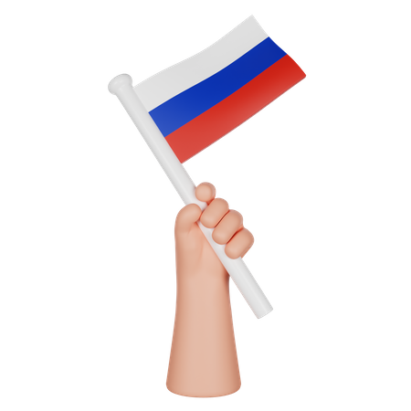 Hand hält eine Flagge von Russland  3D Icon