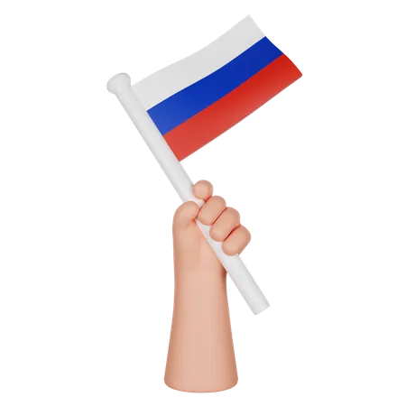 Hand hält eine Flagge von Russland  3D Icon