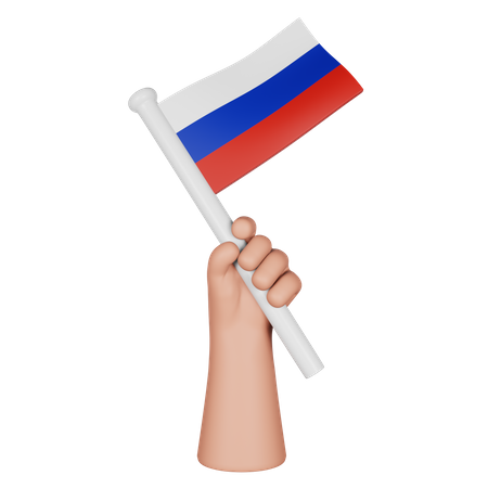 Hand hält Flagge von Russland  3D Icon