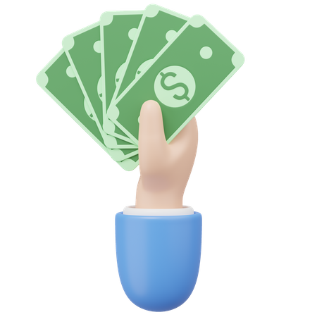 Hand Holding Banknote  3D Icon