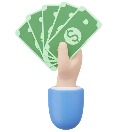 Hand Holding Banknote  3D Icon