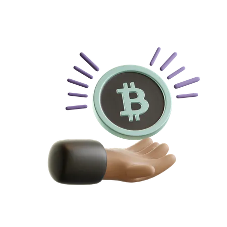 Hand holding bitcoin  3D Illustration