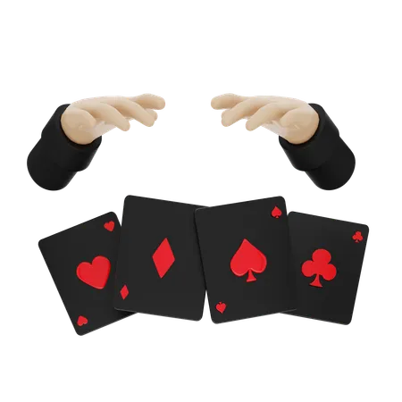 Hand holding black poker card  3D Icon