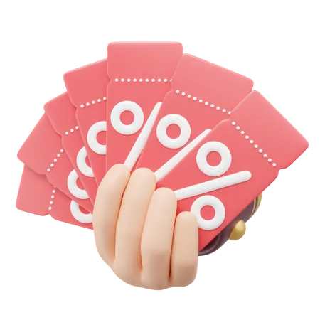 Hand Holding Discount Coupon  3D Icon