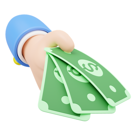 Hand Holding Dollar Notes  3D Icon